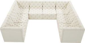 Tuft Velvet / Engineered Wood / Foam Contemporary Cream Velvet Modular Sectional - 128" W x 99" D x 32" H