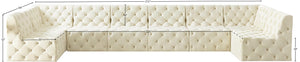 Tuft Velvet / Engineered Wood / Foam Contemporary Cream Velvet Modular Sectional - 215" W x 64" D x 32" H