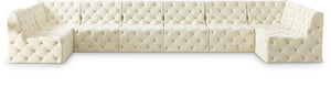 Tuft Velvet / Engineered Wood / Foam Contemporary Cream Velvet Modular Sectional - 215" W x 64" D x 32" H