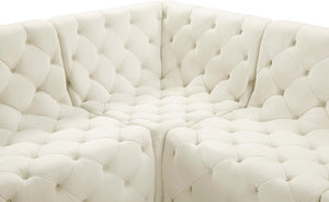 Tuft Velvet / Engineered Wood / Foam Contemporary Cream Velvet Modular Sectional - 215" W x 64" D x 32" H