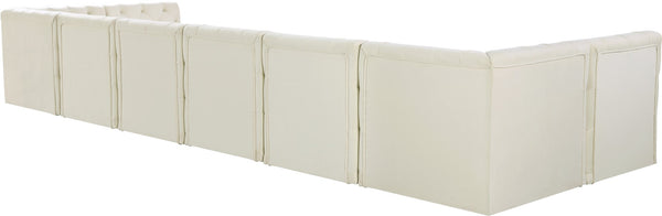 Tuft Velvet / Engineered Wood / Foam Contemporary Cream Velvet Modular Sectional - 215" W x 64" D x 32" H