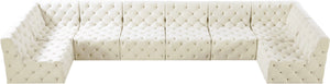 Tuft Velvet / Engineered Wood / Foam Contemporary Cream Velvet Modular Sectional - 215" W x 64" D x 32" H