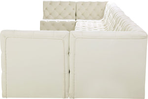 Tuft Velvet / Engineered Wood / Foam Contemporary Cream Velvet Modular Sectional - 215" W x 64" D x 32" H