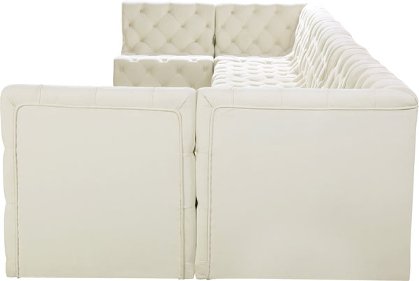 Tuft Velvet / Engineered Wood / Foam Contemporary Cream Velvet Modular Sectional - 215" W x 64" D x 32" H