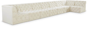 Tuft Velvet / Engineered Wood / Foam Contemporary Cream Velvet Modular Sectional - 186" W x 64" D x 32" H