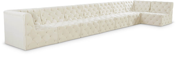 Tuft Velvet / Engineered Wood / Foam Contemporary Cream Velvet Modular Sectional - 186" W x 64" D x 32" H