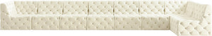 Tuft Velvet / Engineered Wood / Foam Contemporary Cream Velvet Modular Sectional - 186" W x 64" D x 32" H