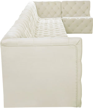 Tuft Velvet / Engineered Wood / Foam Contemporary Cream Velvet Modular Sectional - 186" W x 64" D x 32" H