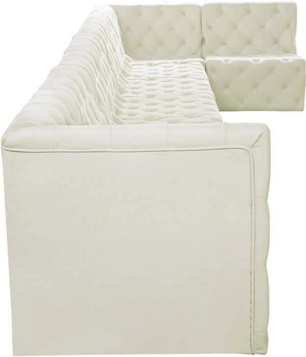 Tuft Velvet / Engineered Wood / Foam Contemporary Cream Velvet Modular Sectional - 186" W x 64" D x 32" H