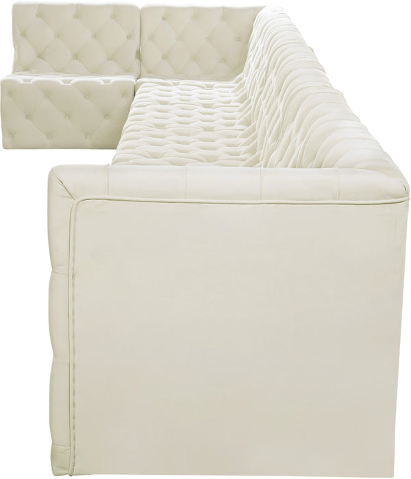 Tuft Velvet / Engineered Wood / Foam Contemporary Cream Velvet Modular Sectional - 186" W x 64" D x 32" H