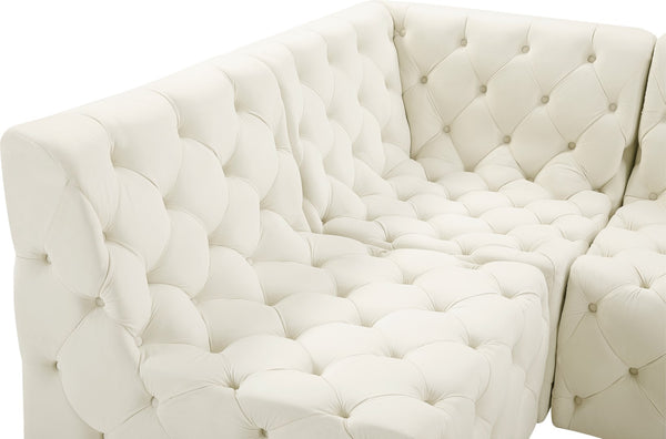 Tuft Velvet / Engineered Wood / Foam Contemporary Cream Velvet Modular Sectional - 186" W x 64" D x 32" H