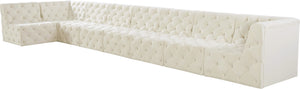 Tuft Velvet / Engineered Wood / Foam Contemporary Cream Velvet Modular Sectional - 186" W x 64" D x 32" H