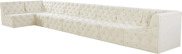 Tuft Velvet / Engineered Wood / Foam Contemporary Cream Velvet Modular Sectional - 186" W x 64" D x 32" H