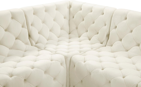 Tuft Velvet / Engineered Wood / Foam Contemporary Cream Velvet Modular Sectional - 186" W x 64" D x 32" H