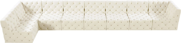 Tuft Velvet / Engineered Wood / Foam Contemporary Cream Velvet Modular Sectional - 186" W x 64" D x 32" H