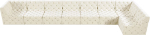 Tuft Velvet / Engineered Wood / Foam Contemporary Cream Velvet Modular Sectional - 186" W x 64" D x 32" H