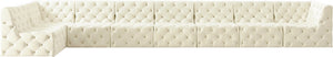 Tuft Velvet / Engineered Wood / Foam Contemporary Cream Velvet Modular Sectional - 186" W x 64" D x 32" H