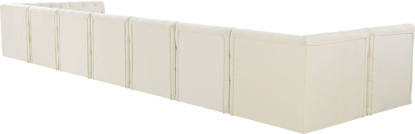 Tuft Velvet / Engineered Wood / Foam Contemporary Cream Velvet Modular Sectional - 215" W x 64" D x 32" H