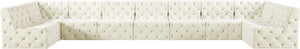 Tuft Velvet / Engineered Wood / Foam Contemporary Cream Velvet Modular Sectional - 215" W x 64" D x 32" H