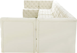 Tuft Velvet / Engineered Wood / Foam Contemporary Cream Velvet Modular Sectional - 215" W x 64" D x 32" H