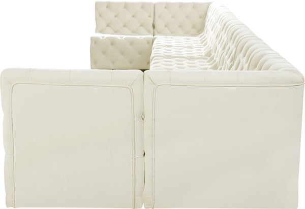 Tuft Velvet / Engineered Wood / Foam Contemporary Cream Velvet Modular Sectional - 215" W x 64" D x 32" H