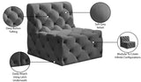 Tuft Velvet / Engineered Wood / Foam Contemporary Grey Velvet Armless Chair - 29" W x 35" D x 32" H
