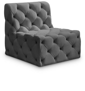 Tuft Velvet / Engineered Wood / Foam Contemporary Grey Velvet Armless Chair - 29" W x 35" D x 32" H