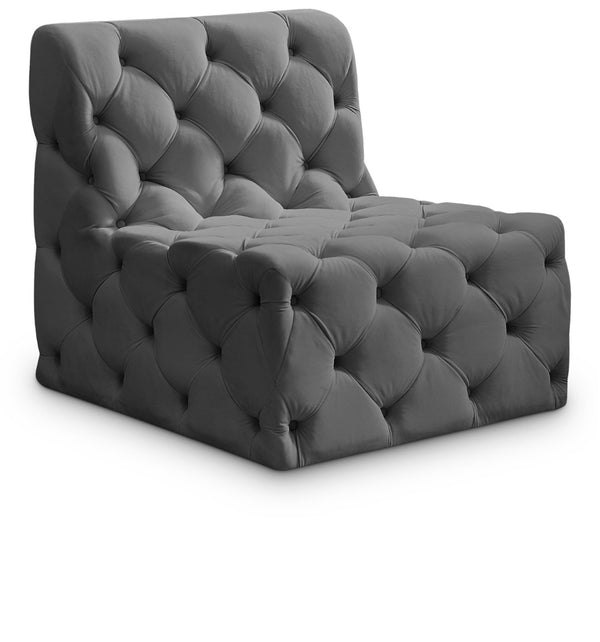 Tuft Velvet / Engineered Wood / Foam Contemporary Grey Velvet Armless Chair - 29" W x 35" D x 32" H