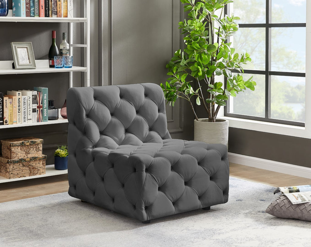 Tuft Velvet / Engineered Wood / Foam Contemporary Grey Velvet Armless Chair - 29" W x 35" D x 32" H