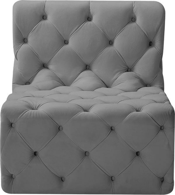 Tuft Velvet / Engineered Wood / Foam Contemporary Grey Velvet Armless Chair - 29" W x 35" D x 32" H