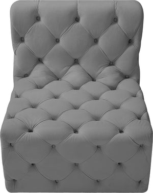 Tuft Velvet / Engineered Wood / Foam Contemporary Grey Velvet Armless Chair - 29" W x 35" D x 32" H