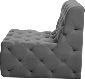 Tuft Velvet / Engineered Wood / Foam Contemporary Grey Velvet Armless Chair - 29" W x 35" D x 32" H