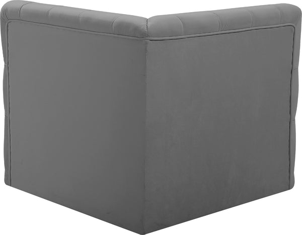 Tuft Velvet / Engineered Wood / Foam Contemporary Grey Velvet Corner Chair - 35" W x 35" D x 32" H