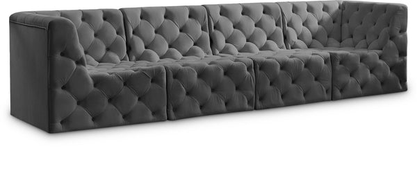 Tuft Velvet / Engineered Wood / Foam Contemporary Grey Velvet Modular Sofa - 128" W x 35" D x 32" H