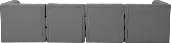 Tuft Velvet / Engineered Wood / Foam Contemporary Grey Velvet Modular Sofa - 128" W x 35" D x 32" H