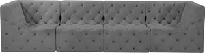 Tuft Velvet / Engineered Wood / Foam Contemporary Grey Velvet Modular Sofa - 128" W x 35" D x 32" H