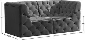 Tuft Velvet / Engineered Wood / Foam Contemporary Grey Velvet Modular Sofa - 70" W x 35" D x 32" H