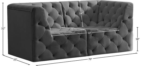 Tuft Velvet / Engineered Wood / Foam Contemporary Grey Velvet Modular Sofa - 70" W x 35" D x 32" H