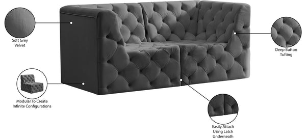 Tuft Velvet / Engineered Wood / Foam Contemporary Grey Velvet Modular Sofa - 70" W x 35" D x 32" H