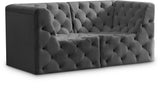 Tuft Velvet / Engineered Wood / Foam Contemporary Grey Velvet Modular Sofa - 70" W x 35" D x 32" H