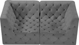 Tuft Velvet / Engineered Wood / Foam Contemporary Grey Velvet Modular Sofa - 70" W x 35" D x 32" H