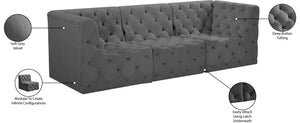 Tuft Velvet / Engineered Wood / Foam Contemporary Grey Velvet Modular Sofa - 99" W x 35" D x 32" H