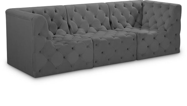 Tuft Velvet / Engineered Wood / Foam Contemporary Grey Velvet Modular Sofa - 99" W x 35" D x 32" H