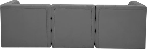 Tuft Velvet / Engineered Wood / Foam Contemporary Grey Velvet Modular Sofa - 99" W x 35" D x 32" H