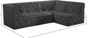 Tuft Velvet / Engineered Wood / Foam Contemporary Grey Velvet Modular Sectional - 99" W x 64" D x 32" H