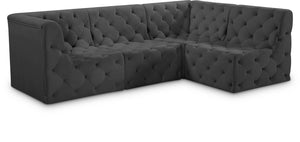 Tuft Velvet / Engineered Wood / Foam Contemporary Grey Velvet Modular Sectional - 99" W x 64" D x 32" H