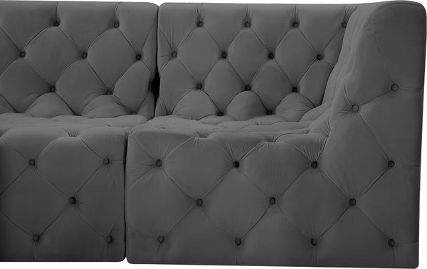 Tuft Velvet / Engineered Wood / Foam Contemporary Grey Velvet Modular Sectional - 99" W x 64" D x 32" H