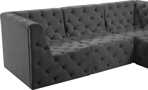 Tuft Velvet / Engineered Wood / Foam Contemporary Grey Velvet Modular Sectional - 99" W x 64" D x 32" H