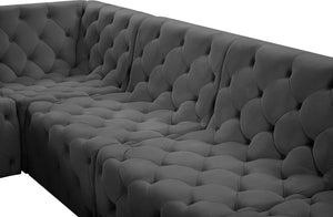Tuft Velvet / Engineered Wood / Foam Contemporary Grey Velvet Modular Sectional - 99" W x 64" D x 32" H