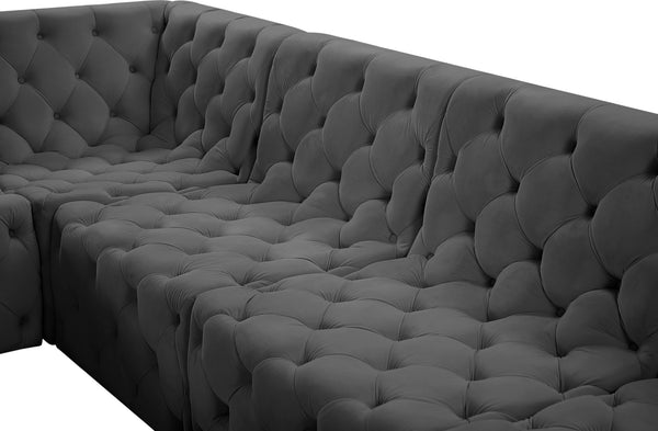 Tuft Velvet / Engineered Wood / Foam Contemporary Grey Velvet Modular Sectional - 99" W x 64" D x 32" H